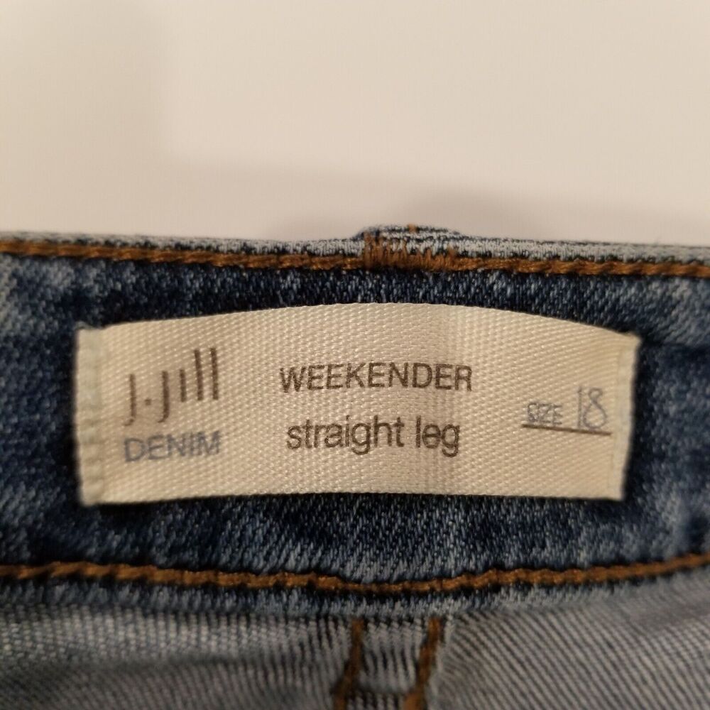 J.Jill Women Weekender Straight Leg Embroidered Denim Jeans Sz 18 Blue - Picture 6 of 7